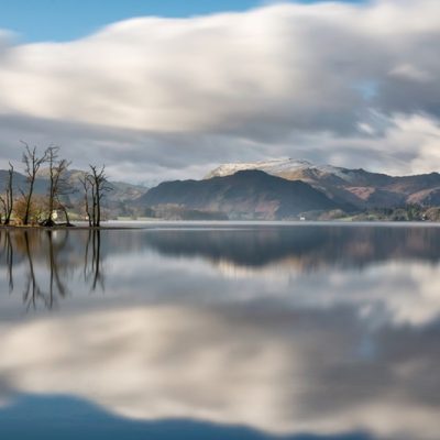 Tree and cloud reflections in lake at Eusemere Ullswater