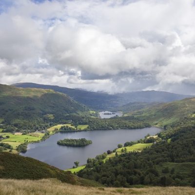 View over Grasmere from Silver Howe the Lake District Cumbria England